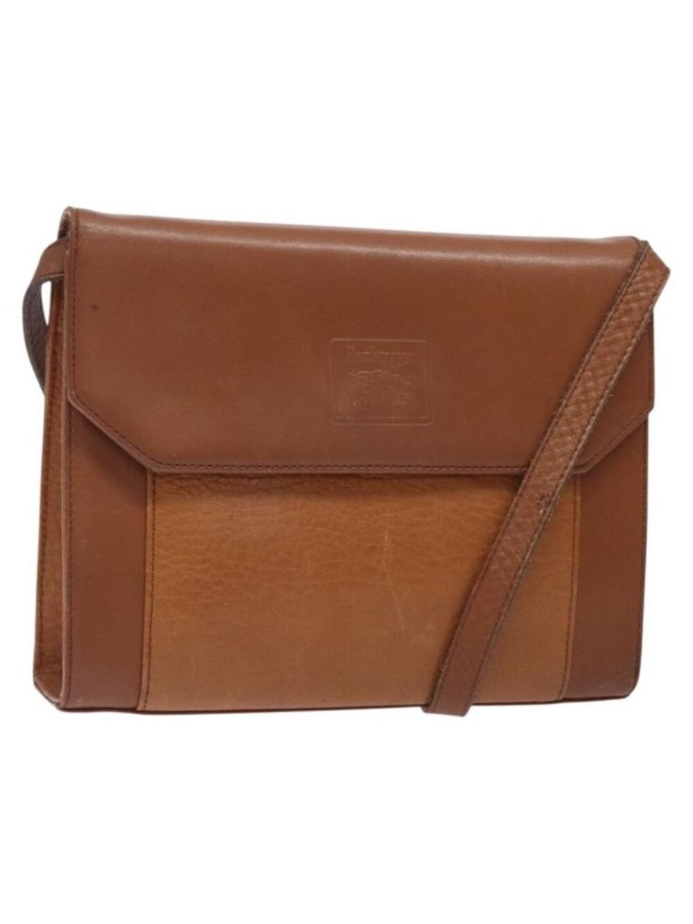 Authentic Burberrys Shoulder Bag Leather Brown Gold